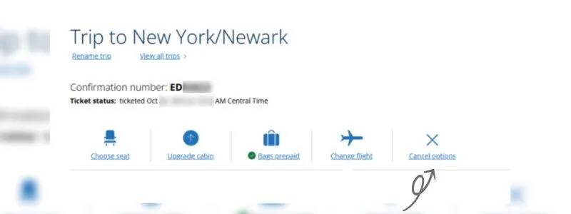 choose the flight segment that you would like to cancel