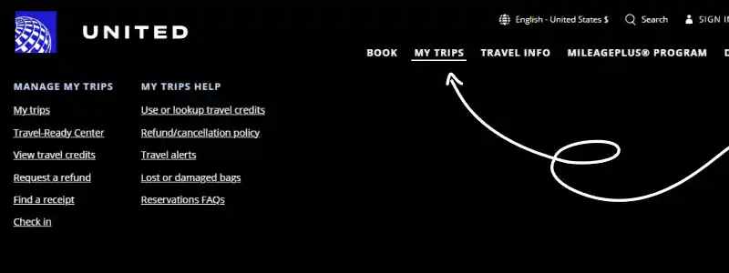 find the my trips tab